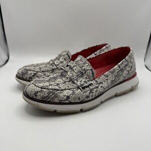 Cole Haan Zerogrand Black White Snakeskin Penny Loafer Women's Sz 8 B